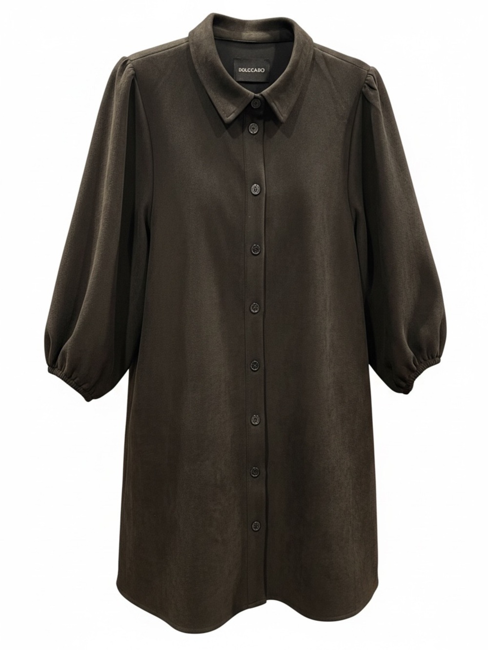 DOLCE CABO BLACK Faux suede puff sleeve shirt dress - M - NWT